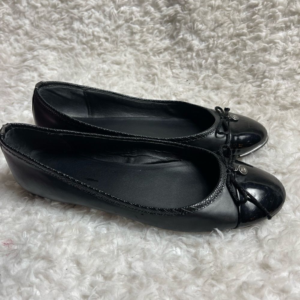Circus by Sam Edelman Bailey black faux leather patent toe slip on flats SZ 8 M
